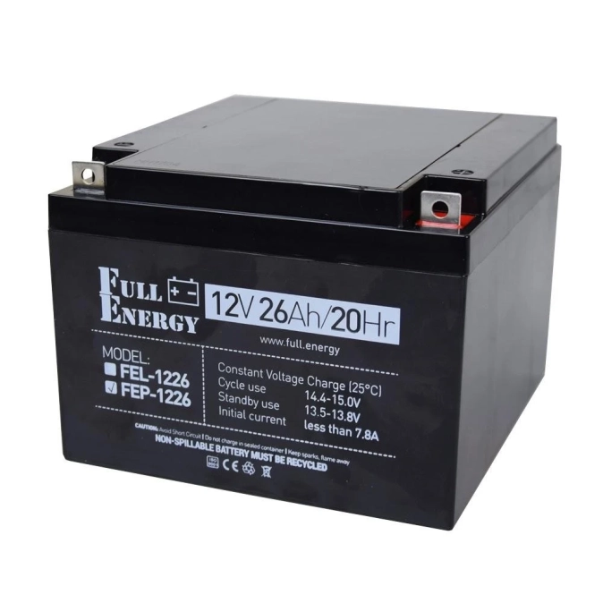 Full Energy FEP-1226 26 А•г 12В Свинцево-кислотна акумуляторна батарея фото 1