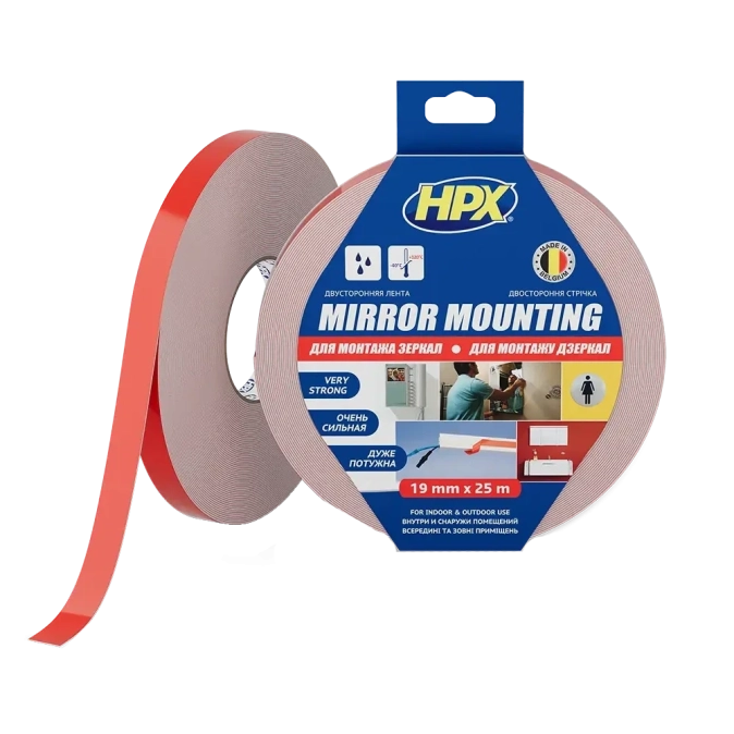 HPX DS1905 MIRROR MOUNTING 19мм х 25м Стрічка двохстороння спінена для дзеркал фото 1