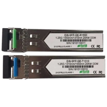 Ewind EW-SFP-GE-T1310 / EW-SFP-GE-R1550 1.25G, Single-mode single Fiber, 20km, LC connector, Tx1310/Rx1550nm : 1310nm is transmitter，1550nm is receiver Модуль SFP (комплект 2шт)