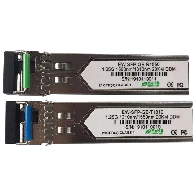 Ewind EW-SFP-GE-T1310 / EW-SFP-GE-R1550 1.25G, Single-mode single Fiber, 20km, LC connector, Tx1310/Rx1550nm : 1310nm is transmitter，1550nm is receiver Модуль SFP (комплект 2шт)
