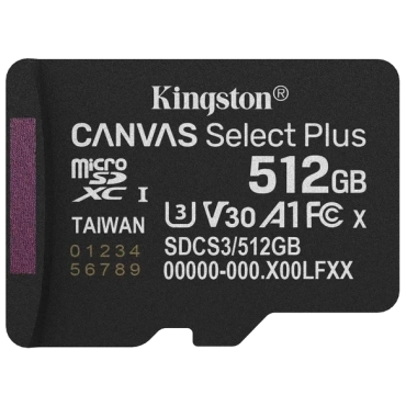 MicroSDXC 512GB UHS-I Class 10 Kingston Canvas Select Plus R150MB/s (SDCS3/512GBSP) Модуль флеш-пам'яті
