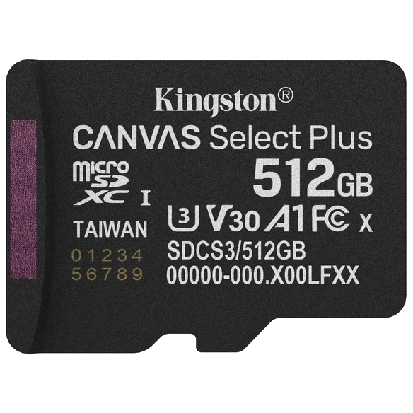 MicroSDXC 512GB UHS-I Class 10 Kingston Canvas Select Plus R150MB/s (SDCS3/512GBSP) Модуль флеш-пам'яті
