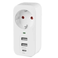 VIDEX ONCORD 1п 2.4A 2USB+USB-C Мережевий адаптер Type-C з заземленням фото 1