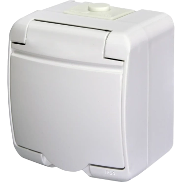 ETI 4668015 Hermetics Розетка 1-на з з/к Schuko RHE-1s (біла/біла кришка, IP54)