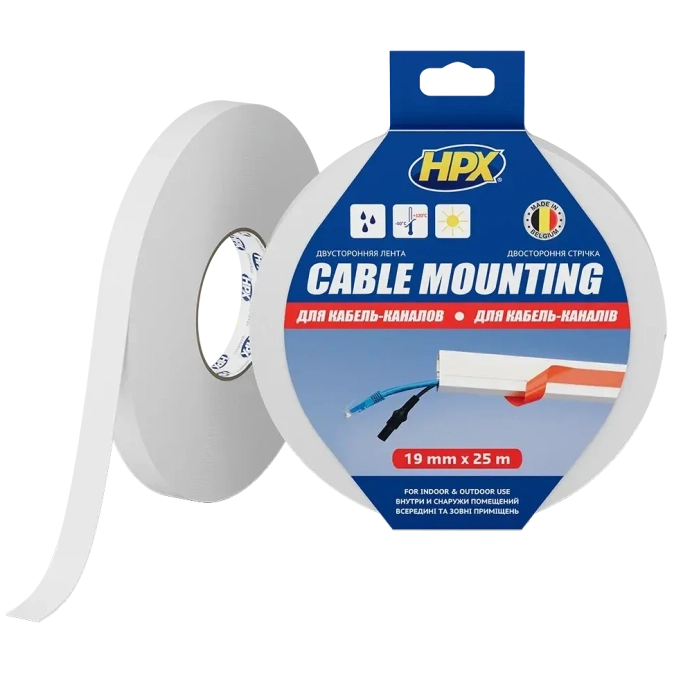 HPX DSW1925 CARPET TAPE 19мм х 25м Стрічка двохстороння для монтажу кабельканалів фото 1