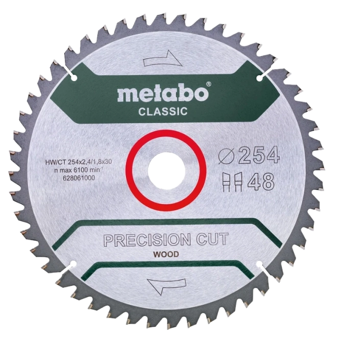 Metabo "precision cut wood - classic" (628061000) Пильний диск 254x30, Z48 WZ 5°neg. фото 1