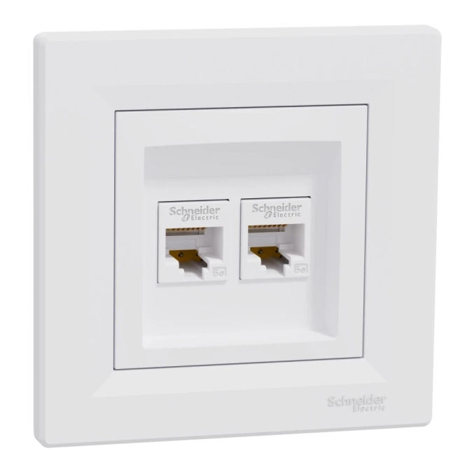 Schneider Electric Asfora EPH4400121 RJ45 5e Розетка комп'ютерна подвійна біла фото 1
