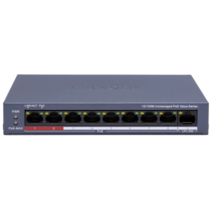 Hikvision DS-3E0109P-E/M(C) POE Комутатор 9 портів некерований фото 1