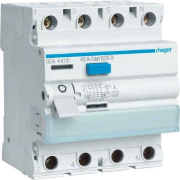 Hager CDA463D Дифференциальное реле 4P, 6kA, 63A,30mA, A