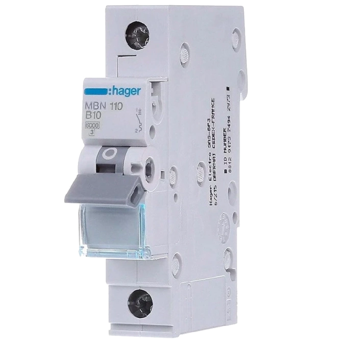 Hager MBN110 Автоматичний вимикач 1P 6kA B-10A 1M фото 1