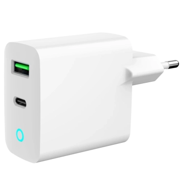 Gembird TA-UC-PDQC20L-W-01 1 USB-A + 1 Type-C (PD20Вт + QC3.0 18Вт) Сетевое зарядное устройство