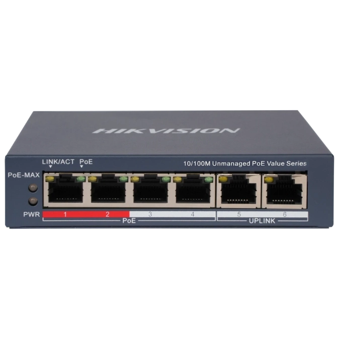 Hikvision DS-3E0106P-E/M(B) POE Комутатор 6 портів некерований фото 1