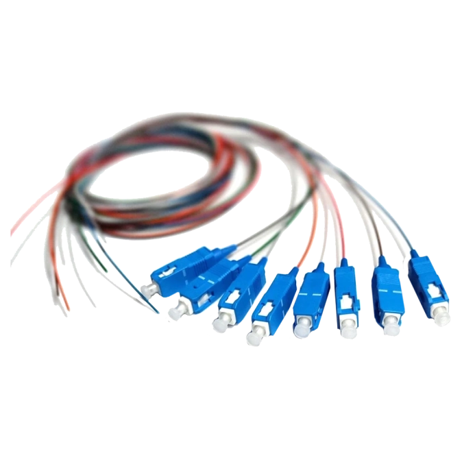 SM SC/UPC 1.5 m Easy strip для 8 вол. (Bl,Or,Gn,Br,Wh,Gr,Rd,Bk) Набір кольорових пігтейлів фото 1