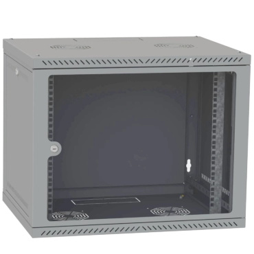 IPCOM 9U 600x600 Шафа телекомунікаційна двері скло (сіра)