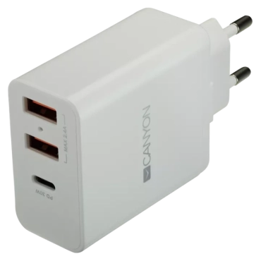 Canyon H-08 white (QC/PD 30W) Мережевий зарядний пристрiй