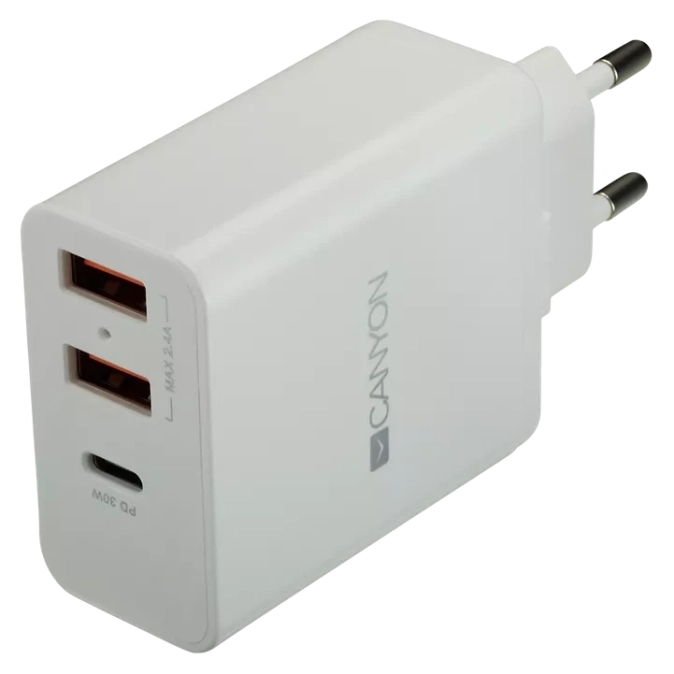Canyon H-08 white (QC/PD 30W) Мережевий зарядний пристрiй фото 1