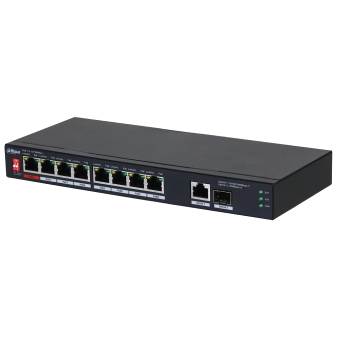 DH-PFS3110-8ET1GT1GF-96 10-портовий некерований настільний комутатор з 8-портовим PoE фото 1
