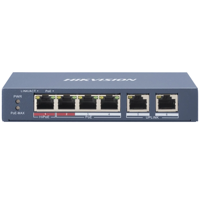 DS-3E0106HP-E/M 4-портовий некерований POE комутатор Hikvision фото 1