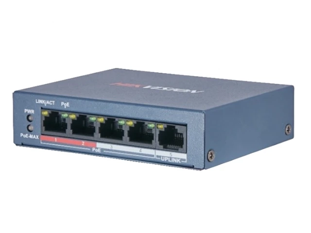 DS-3E0105P-E/M(B) 4-портовый POE коммутатор Hikvision фото 1