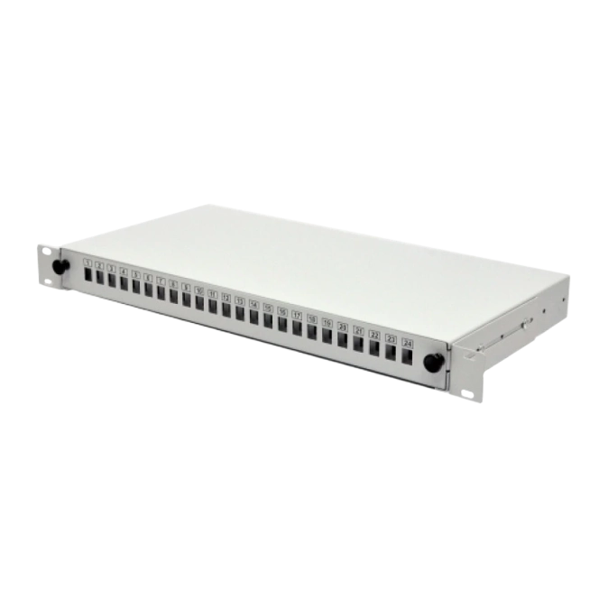 Патч-панель 24 порти SC-Simpl./LC-Dupl./E2000, пуста, кабельні вводи для 2xPG13.5 та 2xPG11, 1U, чор фото 1