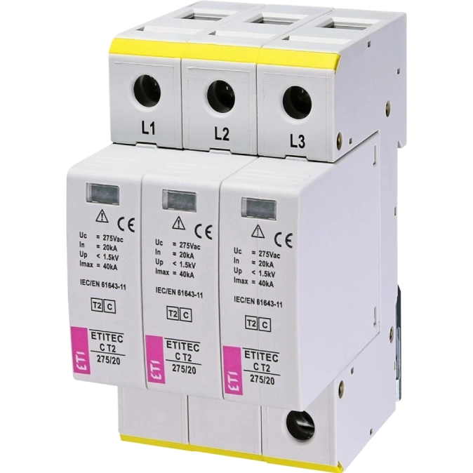 ETI TEC C T2 275/20 (3+0) 3p Обмежувач перенапруги фото 1