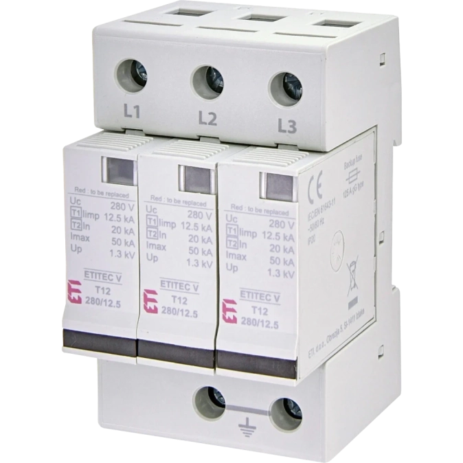 ETI TEC V T12 280/12,5 (3+0) Обмежувач перенапруги фото 1