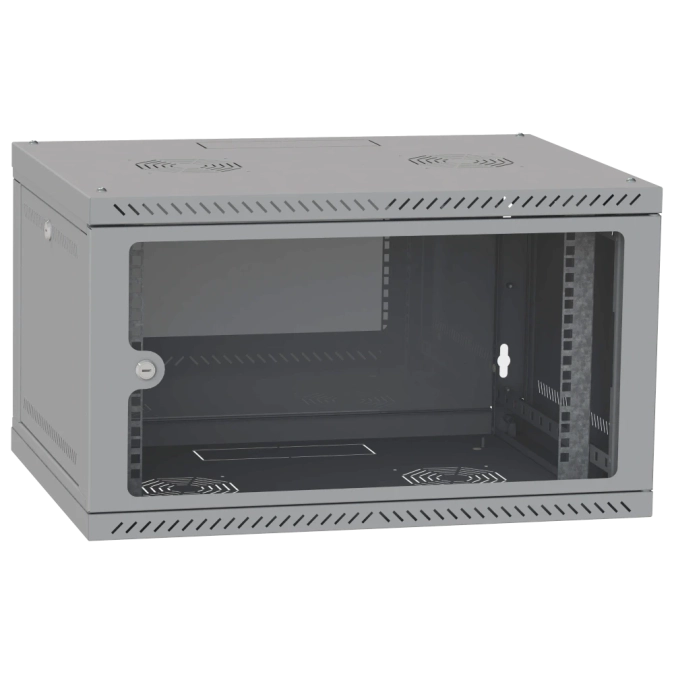 IPCOM 6U 600x600 Шафа телекомунікаційна двері скло (сіра) фото 1