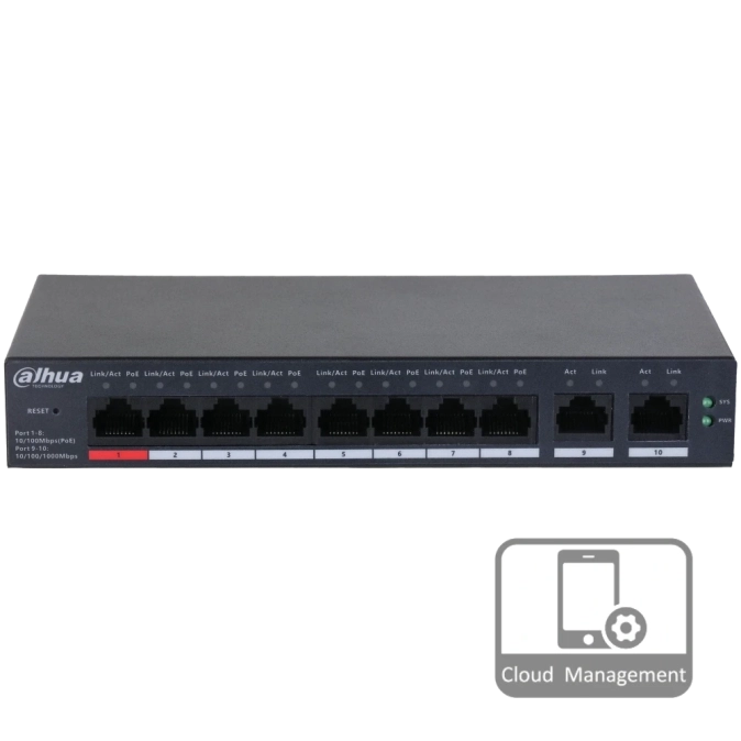 Dahua DH-CS4010-8ET-110 PoE Комутатор 10 портів керований фото 1