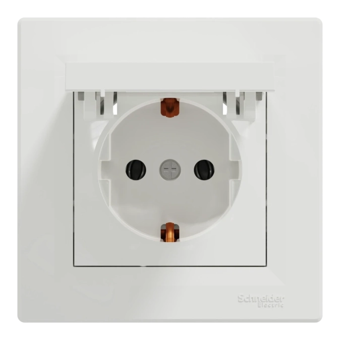 Schneider Electric ASFORA EPH3100121 Розетка одинарна із заземленням і кришкою фото 1