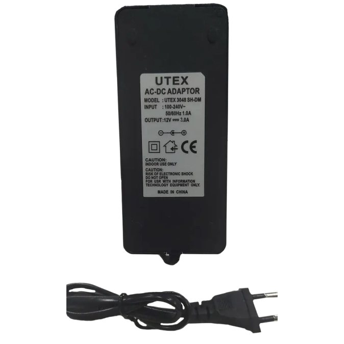 UTEX 3048SH-DM 12V 3А Блок живлення у пластиковому корпусі (шнур вилка) фото 1