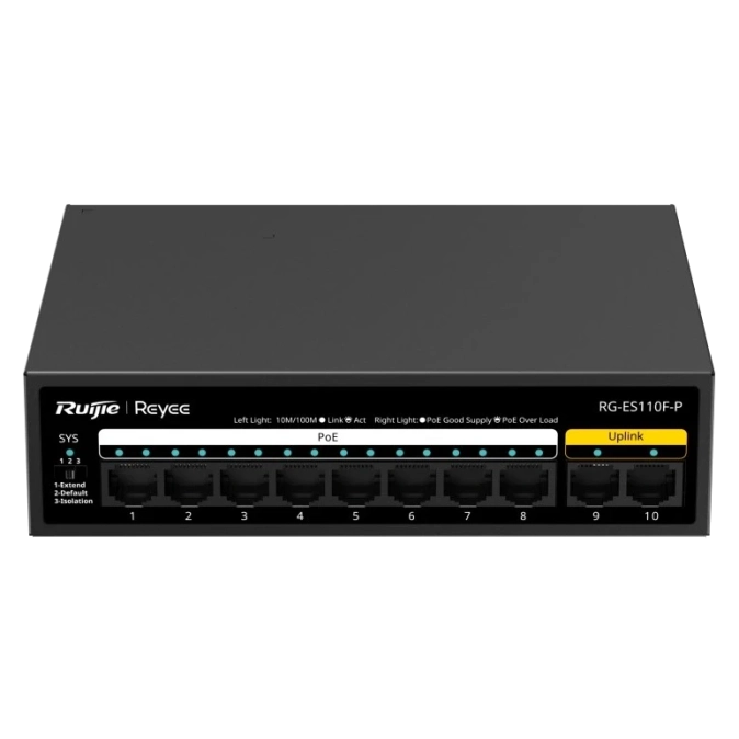 Ruijie Reyee RG-ES110F-P PoE Комутатор 10 портів некерований фото 1