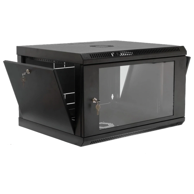 19" 6U, 600x400x373мм акрилове скло, чорна Шафа