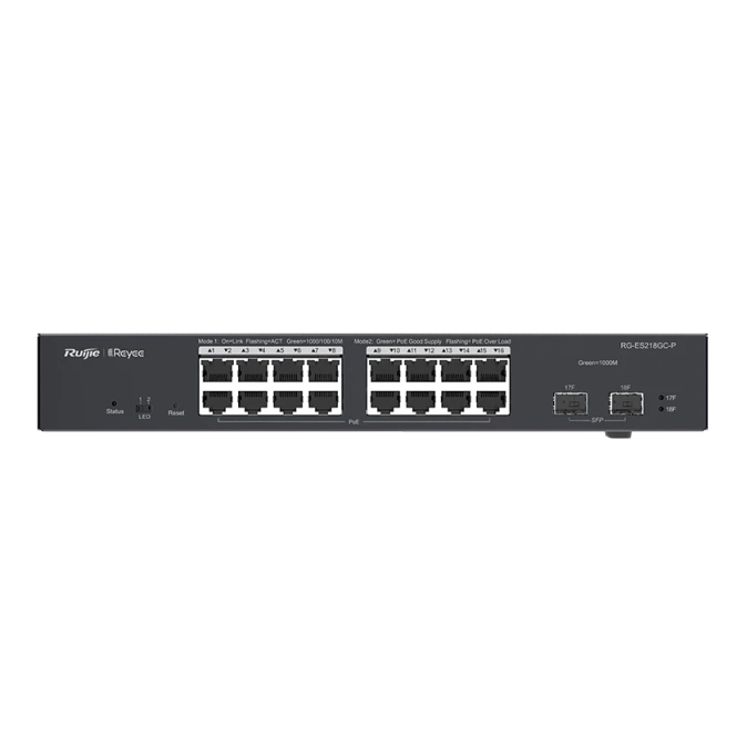 RG-ES218GC-P 18-портовий гігабітний інтелектуальний POE комутатор Ruijie фото 1
