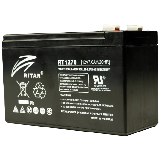 Ritar RT1270 7А•г 12В Свинцево-кислотна акумуляторна батарея фото 1