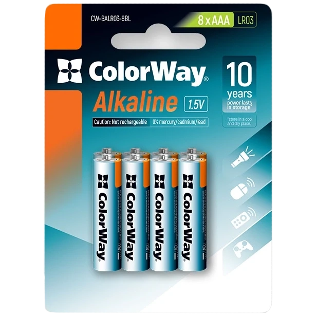 СolorWay Alkaline Power лужні AAA (8шт) blister Батарейки фото 1