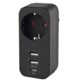 VIDEX ONCORD з/з 1п 2.4A 2USB+USB-C Black Мережевий адаптер з заземленням фото 1