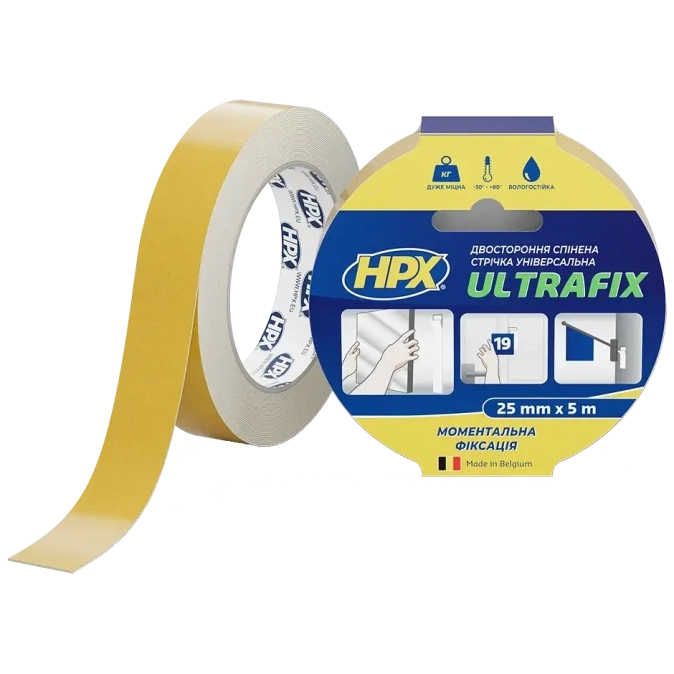 HPX DSU2505 ULTRAFIX 25мм х 5м Стрічка двохстороння фото 1