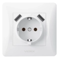 VIDEX BINERA (VF-BNSK1GU2-W) (20/120) Розетка біла 1 пост з заземленням 2USB фото 1