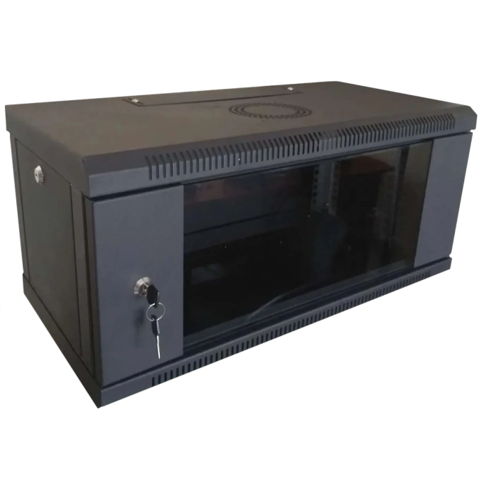 Hypernet WMNC-4U-FLAT-AC-BLACK 4U 600x450 Шафа коммутаційна настінна розбірна чорна