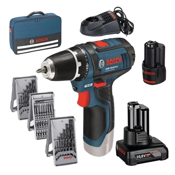 Bosch Professional GSR 12V-15 Акумуляторний дриль-шурупокрут + набір біт + свердла (39 шт.) фото 1