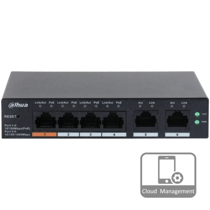 Dahua DH-CS4006-4ET-60 PoE Комутатор 6 портів керований фото 1