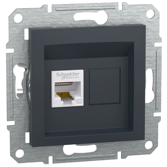 Schneider Electric Asfora EPH4300169 РОЗЕТКА КОМП'ЮТЕРНА RJ45 UTP КАТ. 5Е АНТРАЦИТ фото 1