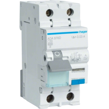 Hager ADA970D Дифавтомат 1P+N, 6kA, C-20A, 30mA, A