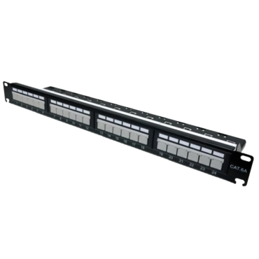 L&W ELECTRONICAL LW-PP74 Патч-панель 19" 24xRJ-45 UTP, кат. 6a, із заднім організатором з пластиковими шторками, LW