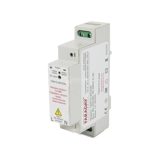 Faraday Electronics 12W/12-36V/DIN 11.8-37.5В 1-0.3А Блок живлення фото 1