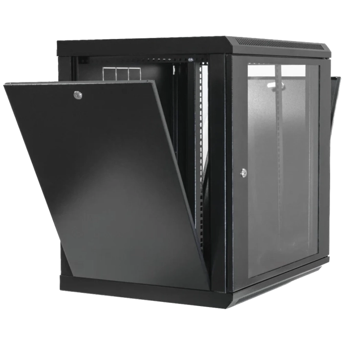 19"12U, 600х600х640мм акрилове скло, чорна Шафа