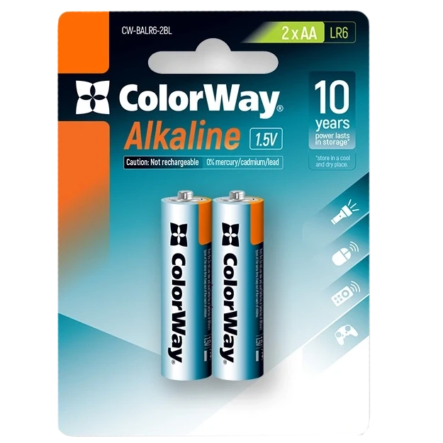 СolorWay Alkaline Power лужні AA (2шт) blister Батарейки фото 1
