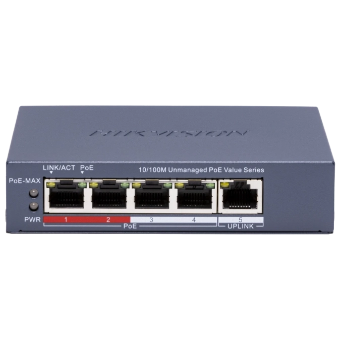 Hikvision DS-3E0105P-E/M(C) POE Комутатор 5 портів некерований фото 1