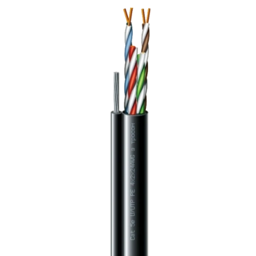 Cat. 5e U/UTP РЕ steel cord 4x2x24 AWG (k) трос (70910181) бухта 500м. Кабель кручена пара ЗЗКМ (UTP мідь вуличний з тросом)