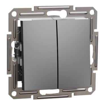 Schneider Electric EPH0300171 Asfora Вимикач 2-клавішний антрацит, пластик, без підсвічування та індикації, для врізного монтажу